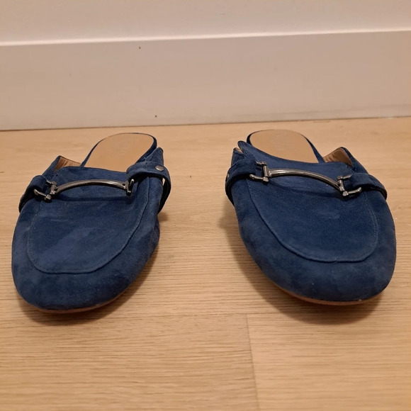Franco Sarto Dolly Blue Suede Open Heel Slip On Mules Flats Size 7.5M - Picture 5 of 10